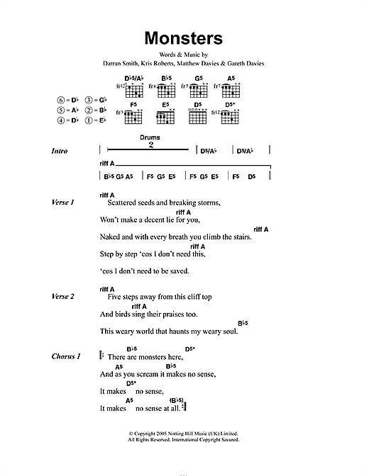 Monsters (Guitar Chords/Lyrics) von Funeral For A Friend