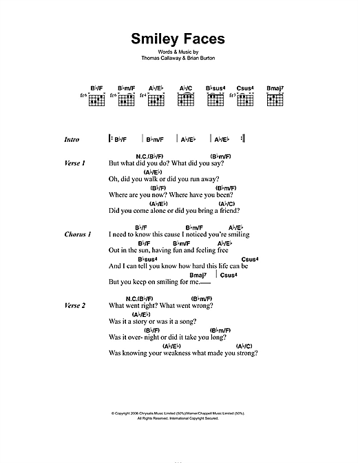 Smiley Faces (Guitar Chords/Lyrics) von Gnarls Barkley