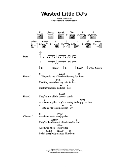 Wasted Little DJs (Guitar Chords/Lyrics) von The View
