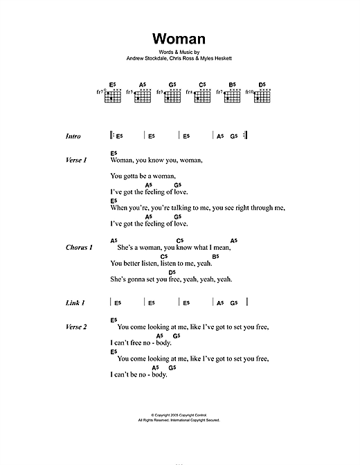 Woman (Guitar Chords/Lyrics) von Wolfmother