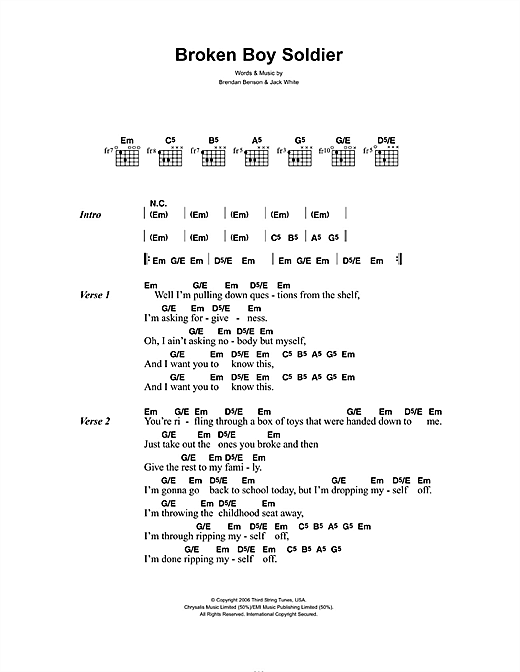 Broken Boy Soldier (Guitar Chords/Lyrics) von The Raconteurs