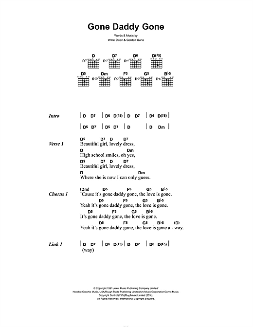 Gone Daddy Gone (Guitar Chords/Lyrics) von Gnarls Barkley