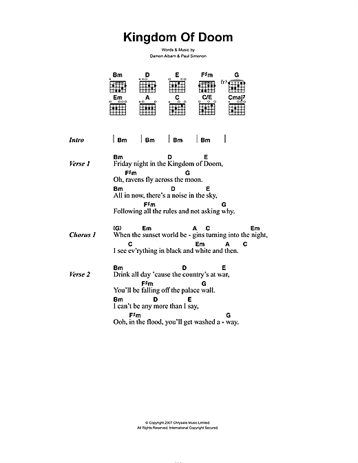 Kingdom Of Doom (Guitar Chords/Lyrics) von The Good, the Bad & the Queen