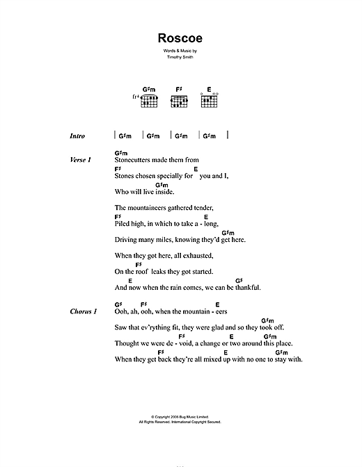 Roscoe (Guitar Chords/Lyrics) von Midlake