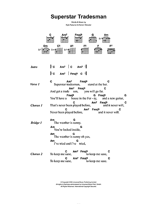 Superstar Tradesman (Guitar Chords/Lyrics) von The View