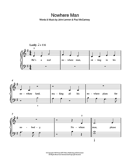 Nowhere Man (5-Finger Piano) von The Beatles