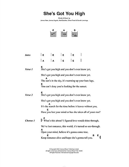 She's Got You High (Guitar Chords/Lyrics) von Mumm-Ra