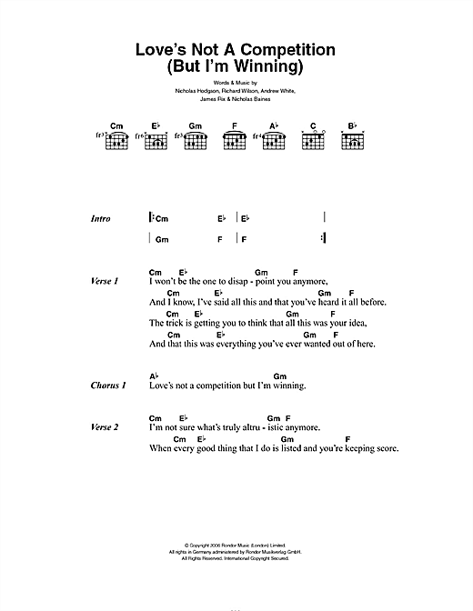 Love's Not A Competition (But I'm Winning) (Guitar Chords/Lyrics) von Kaiser Chiefs