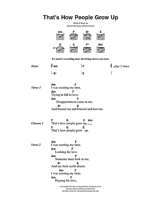 That's How People Grow Up (Guitar Chords/Lyrics) von Morrissey