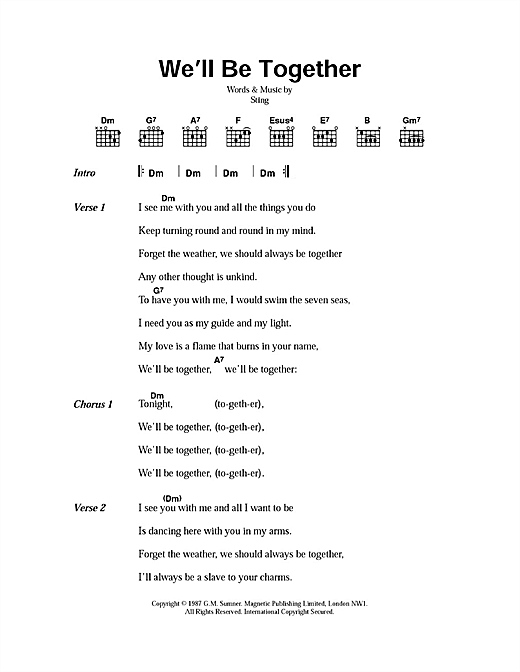 We'll Be Together (Guitar Chords/Lyrics) von Sting