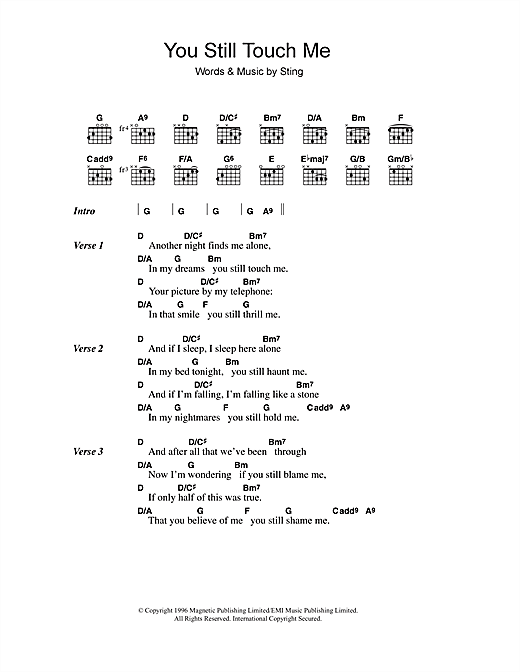 You Still Touch Me (Guitar Chords/Lyrics) von Sting