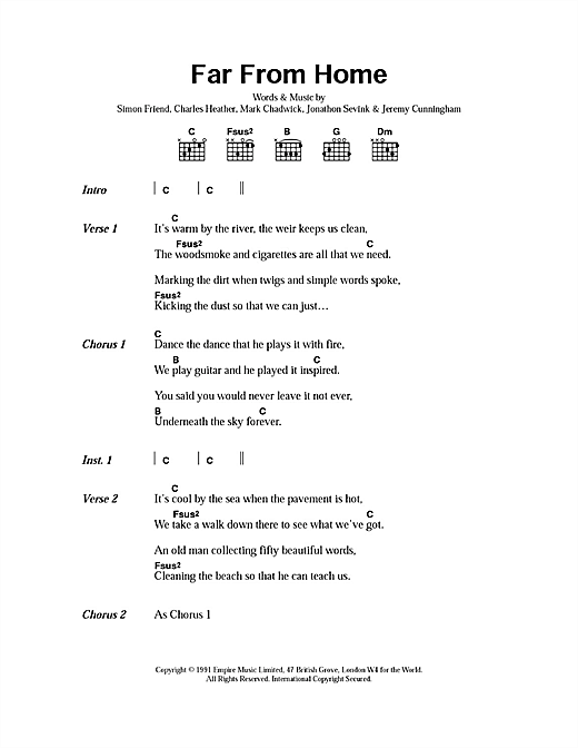 Far From Home (Guitar Chords/Lyrics) von The Levellers