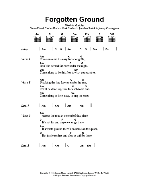 Forgotten Ground (Guitar Chords/Lyrics) von The Levellers