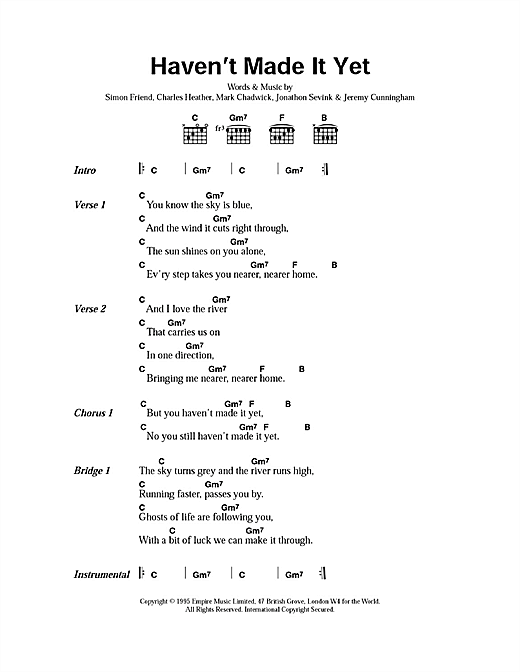 Haven't Made It Yet (Guitar Chords/Lyrics) von The Levellers