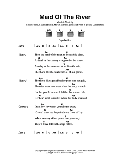 Maid Of The River (Guitar Chords/Lyrics) von The Levellers