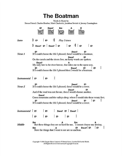 The Boatman (Guitar Chords/Lyrics) von The Levellers