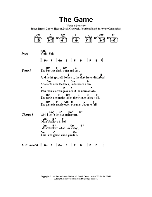 The Game (Guitar Chords/Lyrics) von The Levellers