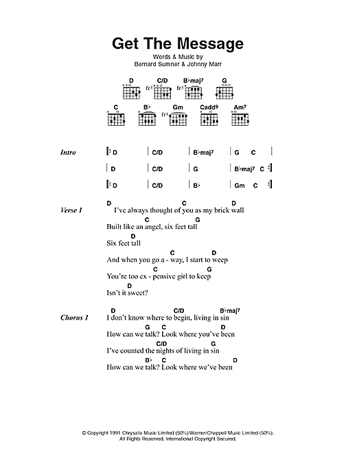 Get The Message (Guitar Chords/Lyrics) von Electronic