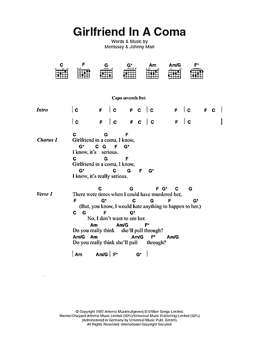 Girlfriend In A Coma (Guitar Chords/Lyrics) von The Smiths