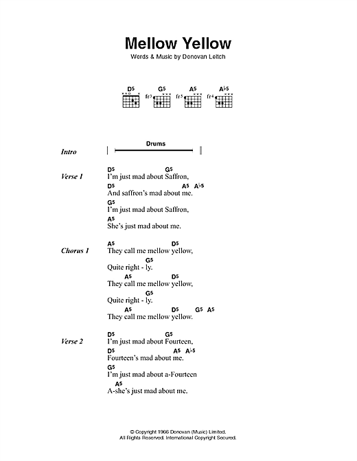 Mellow Yellow (Guitar Chords/Lyrics) von Donovan