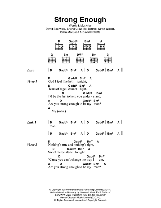 Strong Enough (Guitar Chords/Lyrics) von Sheryl Crow