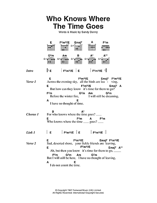 Who Knows Where The Time Goes (Guitar Chords/Lyrics) von Fairport Convention