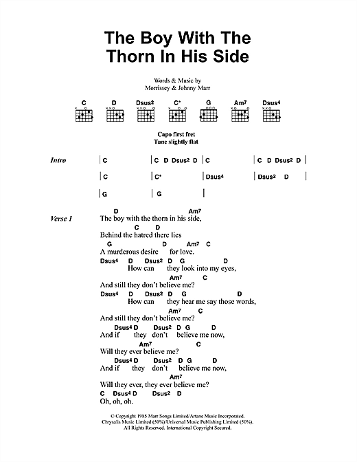 The Boy With The Thorn In His Side (Guitar Chords/Lyrics) von The Smiths