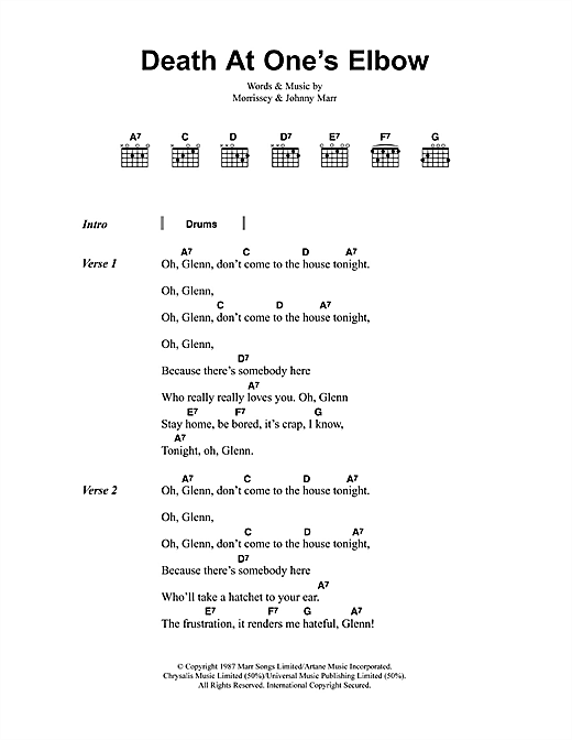 Death At One's Elbow (Guitar Chords/Lyrics) von The Smiths