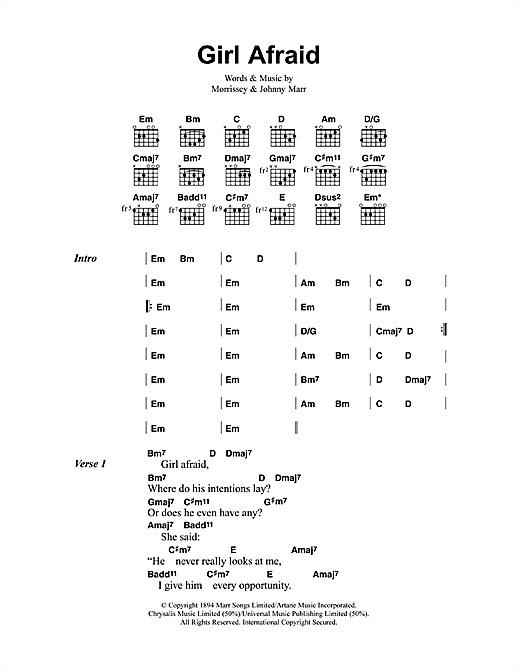 Girl Afraid (Guitar Chords/Lyrics) von The Smiths