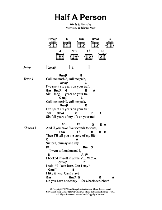 Half A Person (Guitar Chords/Lyrics) von The Smiths