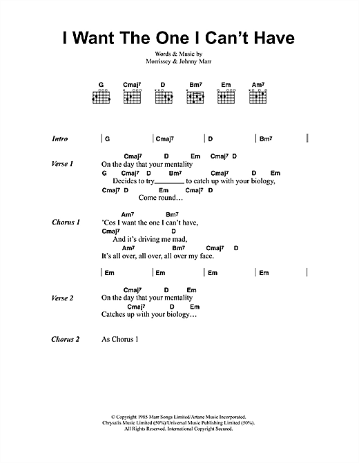 I Want The One I Can't Have (Guitar Chords/Lyrics) von The Smiths