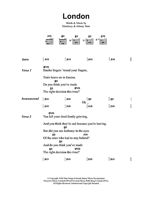 London (Guitar Chords/Lyrics) von The Smiths