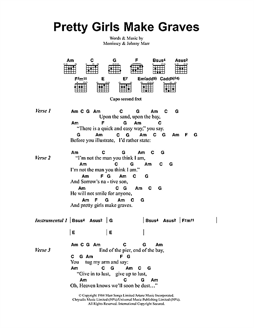 Pretty Girls Make Graves (Guitar Chords/Lyrics) von The Smiths