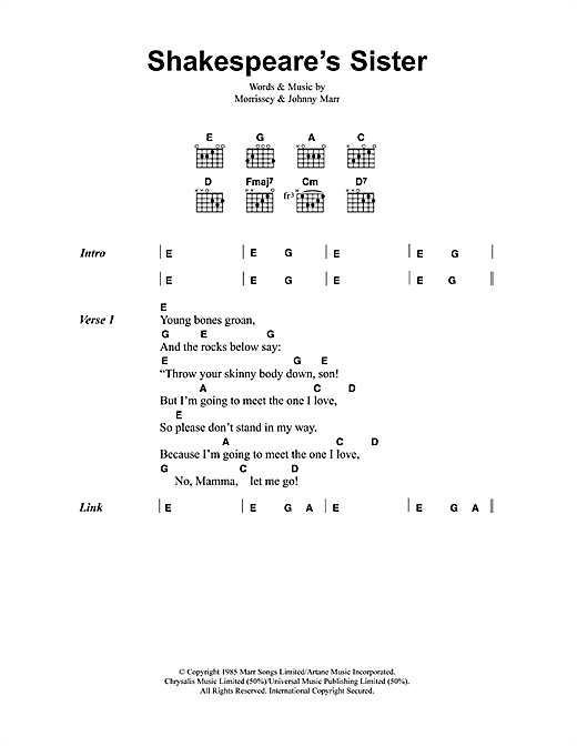 Shakespeare's Sister (Guitar Chords/Lyrics) von The Smiths