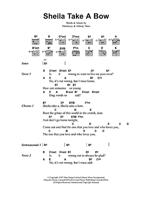 Sheila Take A Bow (Guitar Chords/Lyrics) von The Smiths