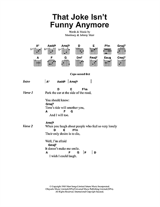 That Joke Isn't Funny Anymore (Guitar Chords/Lyrics) von The Smiths