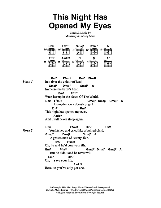 This Night Has Opened My Eyes (Guitar Chords/Lyrics) von The Smiths