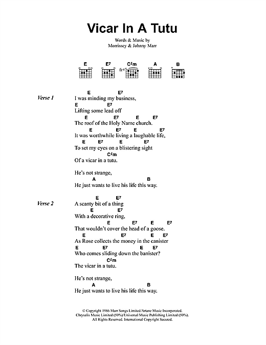 Vicar In A Tutu (Guitar Chords/Lyrics) von The Smiths