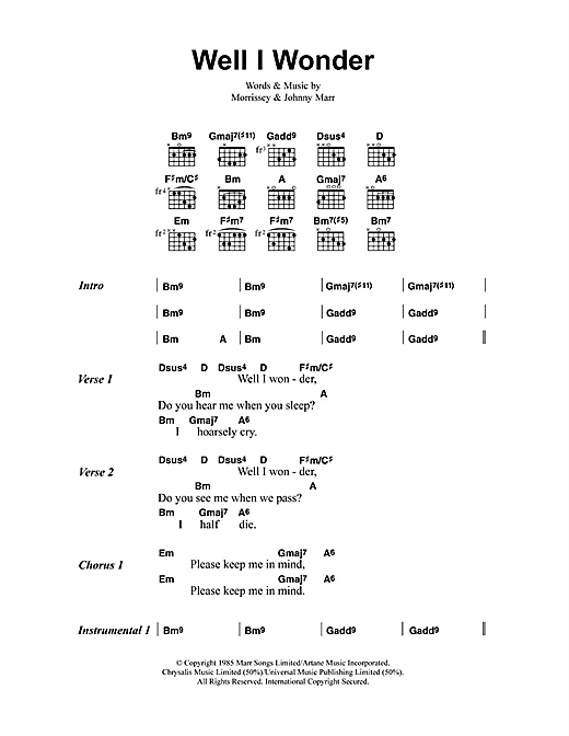 Well I Wonder (Guitar Chords/Lyrics) von The Smiths