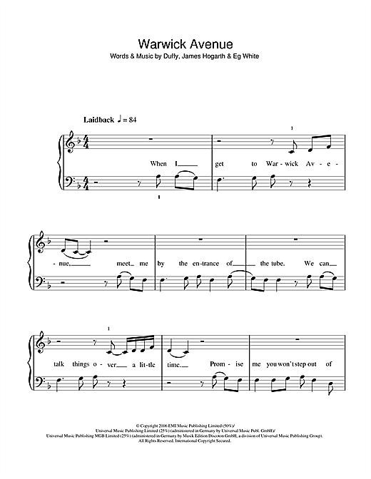 Warwick Avenue (5-Finger Piano) von Duffy