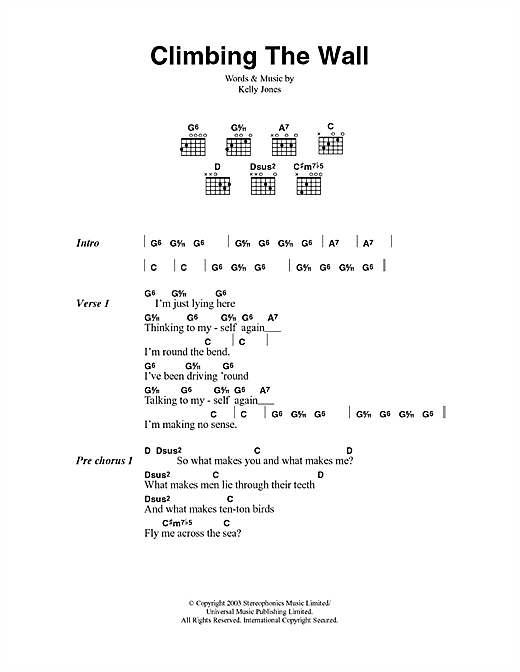 Climbing The Wall (Guitar Chords/Lyrics) von Stereophonics