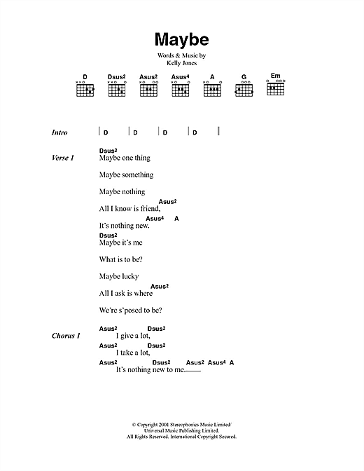 Maybe (Guitar Chords/Lyrics) von Stereophonics