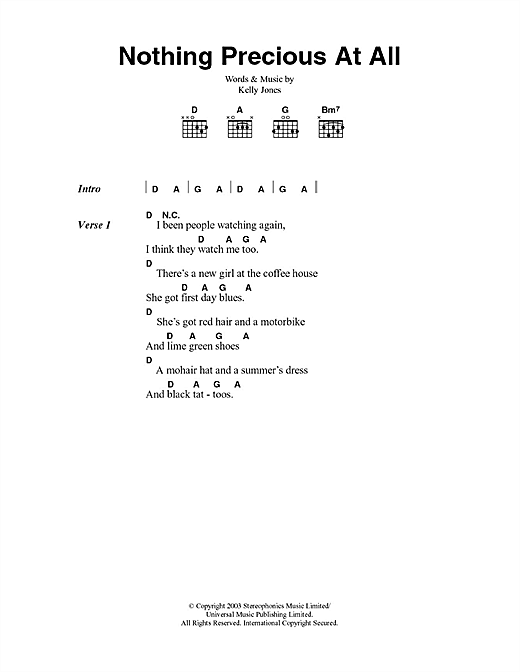 Nothing Precious At All (Guitar Chords/Lyrics) von Stereophonics