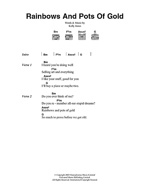 Rainbows And Pots Of Gold (Guitar Chords/Lyrics) von Stereophonics