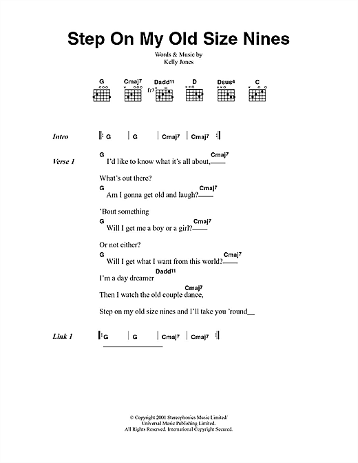 Step On My Old Size Nines (Guitar Chords/Lyrics) von Stereophonics