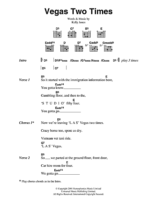 Vegas Two Times (Guitar Chords/Lyrics) von Stereophonics