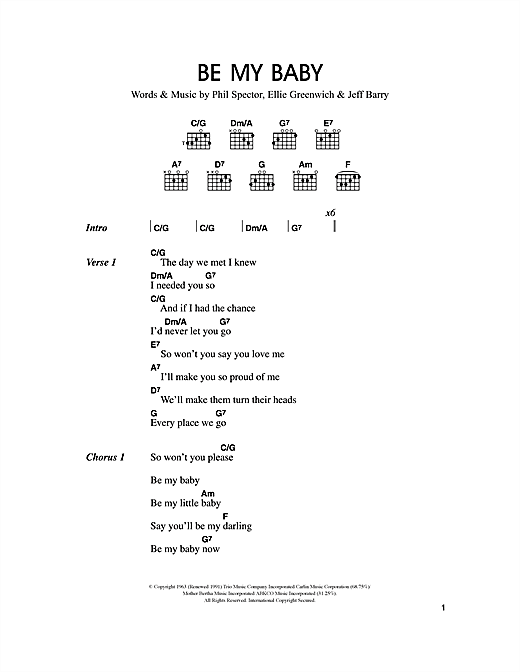 Be My Baby (Guitar Chords/Lyrics) von Travis