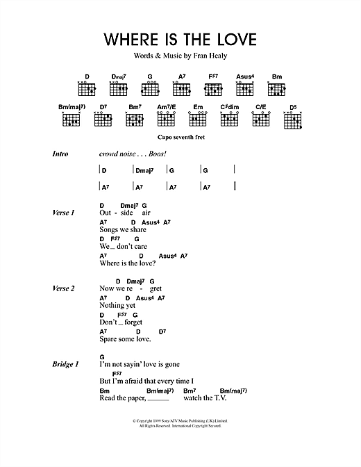 Where Is The Love (Guitar Chords/Lyrics) von Travis