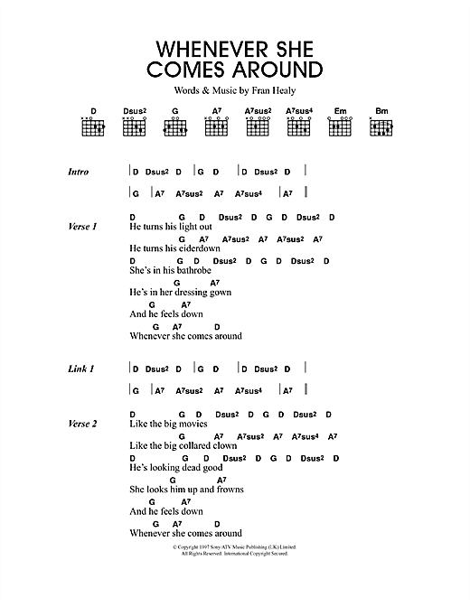 Whenever She Comes Around (Guitar Chords/Lyrics) von Travis