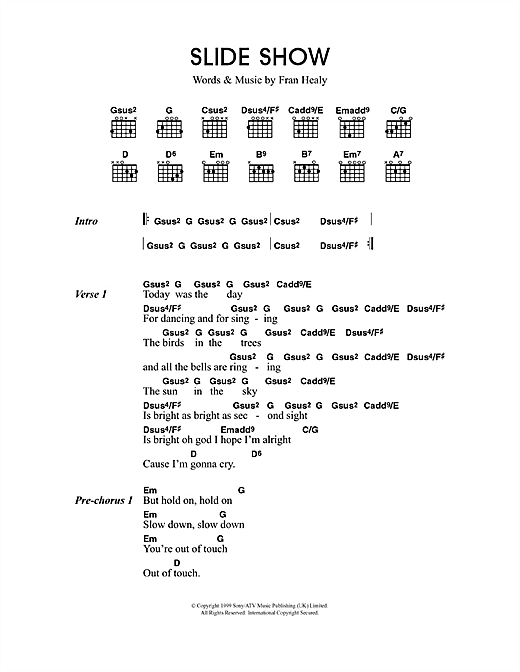 Slide Show (Guitar Chords/Lyrics) von Travis